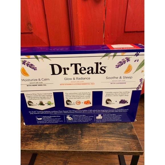 NEW Dr. Teals 3 Epsom Salts Bath Soaks Lavender Citrus Hemp Bran New in Package - Picture 2 of 2